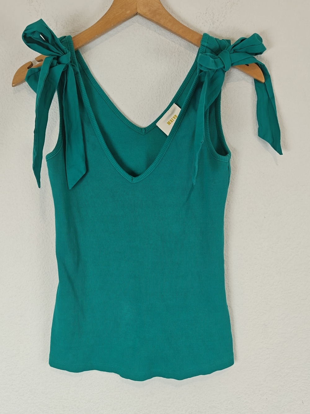 Soft Girl Coastal Bow Tank Anthropologie Maeve Rafaela Ribbed Knit Tie-Shoulder